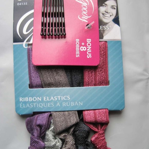 5 Goody Ribbon Hair Elastics Ponytailers Bobbies - Picture 2 of 8